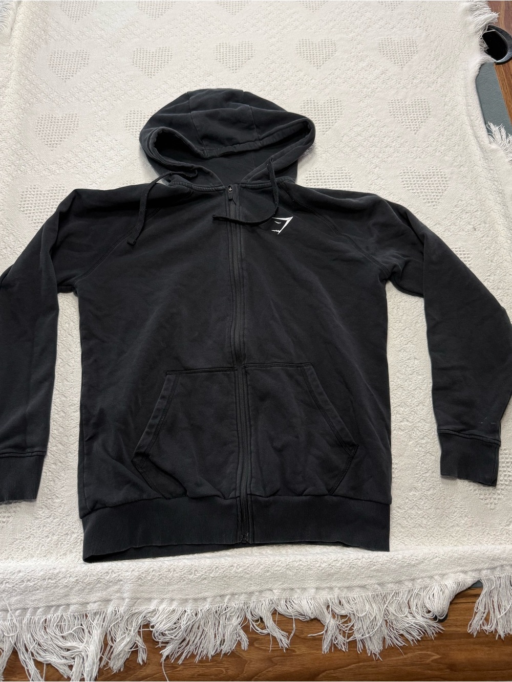 Black Gymshark Zip Up Hoodie (L)